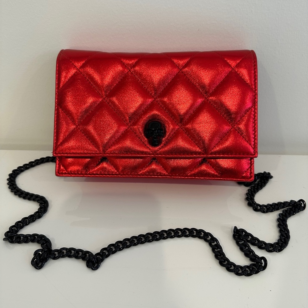 💎 Alexander McQueen Red Quilted Clutch with Black Chain Strap